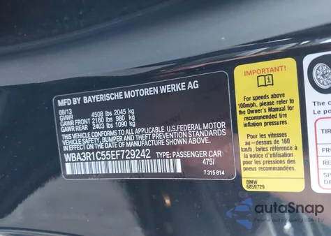 2014 BMW 435I из США, поврежденный, VIN WBA3R1C55EF729242